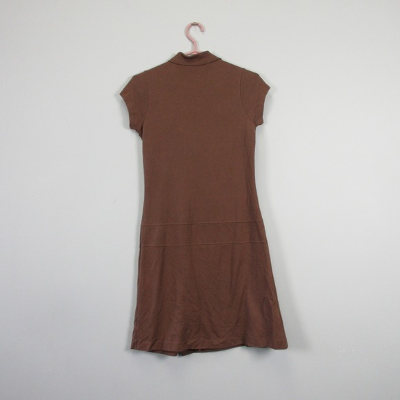Lacoste Polo Dress Women 38 Small S Brown Cotton Short Sleeve Midi Tennis 260 - Picture 2 of 10